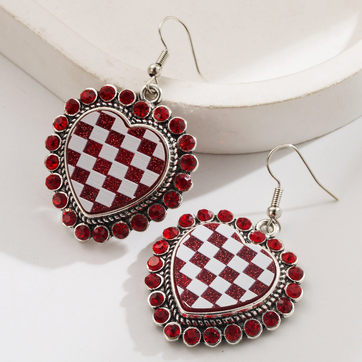 Wholesale diamond-studded heart-shaped exaggerated niche earrings